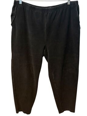 Lands’ End Black Corduroy Pants Women’s 2X Elastic Waist Straight Leg